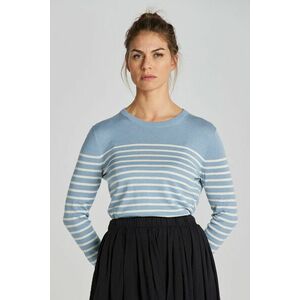 PULÓVER GANT FINE KNIT STRIPED C-NECK DOVE BLUE kép