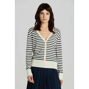 KARDIGÁN GANT FINE KNIT STRIPED CARDIGAN CREAM kép