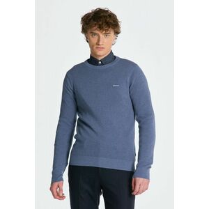 PULÓVER GANT COTTON PIQUE C-NECK DENIM BLUE MEL kép