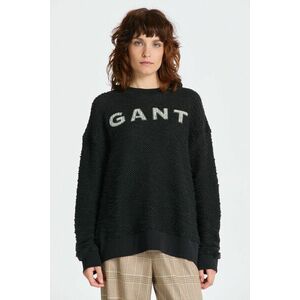 MELEGÍTŐ FELSŐ GANT REL BOUCLE APPLIQUE C-NECK SWEAT EBONY BLACK kép