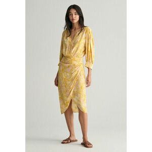 RUHA GANT REG MAGNOLIA PRINT WRAP DRESS DUSTY YELLOW kép