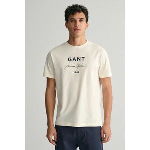 PÓLÓ GANT LOGO SCRIPT PRINTED SS T-SHIRT CREAM kép