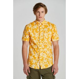 ING GANT REG COTTON LINEN PALM SS SHIRT MEDAL YELLOW kép