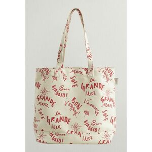 TÁSKA GANT TEXT PRINTED CANVAS TOTE BAG CREAM kép