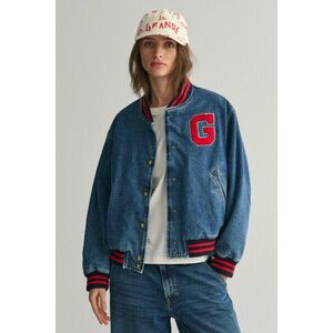 DZSEKI GANT DENIM VARSITY JACKET SEMI LIGHT BLUE BROKEN IN kép