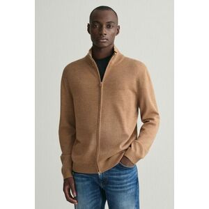 PULÓVER GANT EXTRAFINE MERINO WOOL ZIP CARDIGAN DK. SAND MELANGE kép