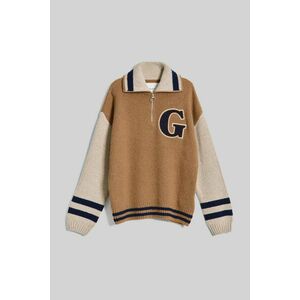 PULÓVER GANT WOOL NEPS LETTERMAN HZ WARM KHAKI kép