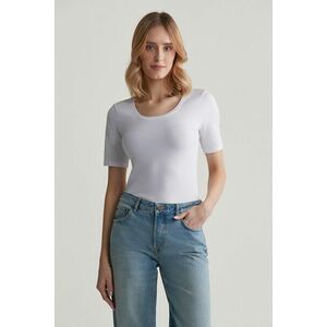 PÓLÓ GANT SLIM COT/ELA SS SCOOP NECK TOP WHITE kép