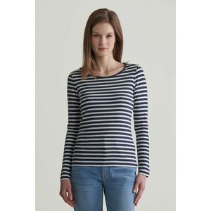 PÓLÓ GANT SLIM STRIPED 1X1 RIBBED LS T-SHIRT EVENING BLUE kép