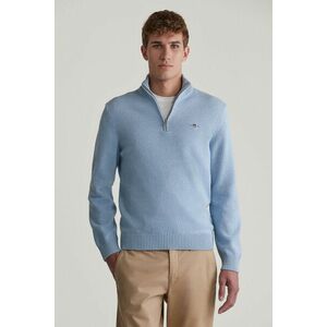 PULÓVER GANT CASUAL COTTON HALFZIP LT BLUE MELANGE kép