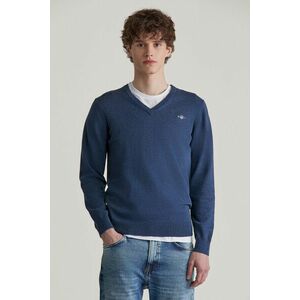 PULÓVER GANT CLASSIC COTTON V-NECK DARK JEANSBLUE MELANGE kép