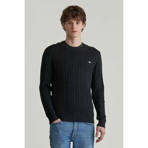 PULÓVER GANT COTTON CABLE C-NECK BLACK kép