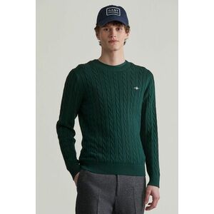 PULÓVER GANT COTTON CABLE C-NECK TARTAN GREEN kép