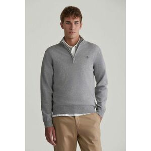 PULÓVER GANT SUPERFINE LAMBSWOOL HALF ZIP GREY MELANGE kép