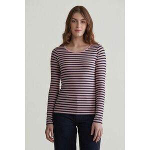 PÓLÓ GANT SLIM STRIPED 1X1 RIBBED LS T-SHIRT DUSTY PINK kép