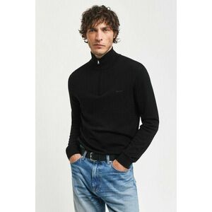 PULÓVER GANT EXTRAFINE MERINO WOOL HALF ZIP BLACK kép