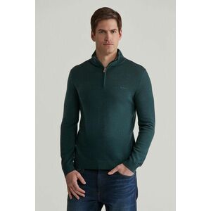 PULÓVER GANT EXTRAFINE MERINO WOOL HALF ZIP TARTAN GREEN kép