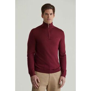 PULÓVER GANT EXTRAFINE MERINO WOOL HALF ZIP WINE RED kép