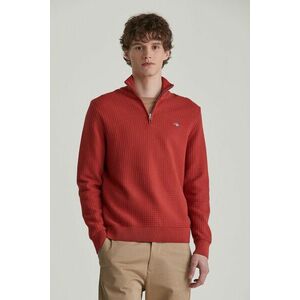 PULÓVER GANT COTTON TEXTURED HALF ZIP IRON RED kép