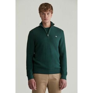 PULÓVER GANT COTTON TEXTURED HALF ZIP TARTAN GREEN kép