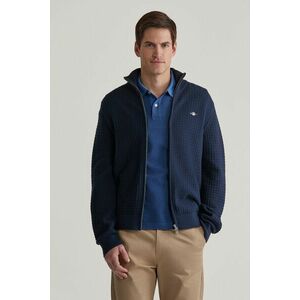 KARDIGÁN GANT COTTON TEXTURED ZIP CARDIGAN EVENING BLUE kép