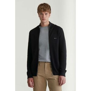 PULÓVER GANT COTTON PIQUE ZIP CARDIGAN BLACK kép