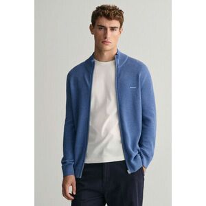 PULÓVER GANT COTTON PIQUE ZIP CARDIGAN DENIM BLUE MELANGE kép