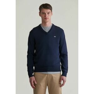 PULÓVER GANT CTN/WO V-NECK EVENING BLUE kép