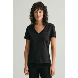 PÓLÓ GANT REG SHIELD SS V-NECK T-SHIRT BLACK kép