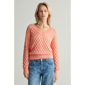 PULÓVER GANT TEXTURED KNIT V-NECK PEACHY PINK kép