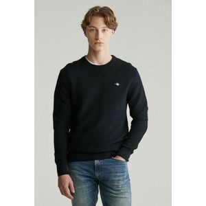 PULÓVER GANT COTTON TEXTURED C-NECK BLACK kép