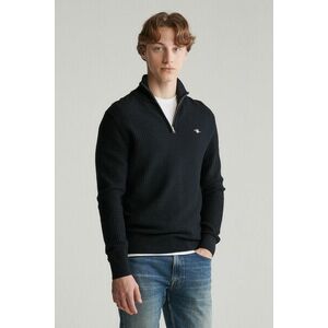 PULÓVER GANT COTTON TEXTURED HALF ZIP BLACK kép