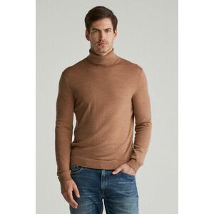 KARDIGÁN GANT EXTRAFINE MERINO WOOL TURTLENECK DK. SAND MELANGE kép