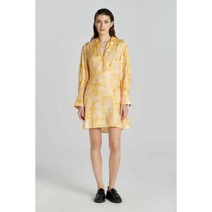 RUHA GANT SLIM MAGNOLIA PRINT WRAP DRESS DUSTY YELLOW kép