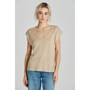 MELLÉNY GANT LINEN BLEND V-NECK VEST DRY SAND kép