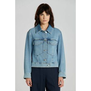 DZSEKI GANT CROPPED DENIM JACKET MID BLUE BROKEN IN kép