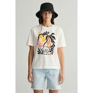 PÓLÓ GANT REL PALM PRINT SS T-SHIRT EGGSHELL kép