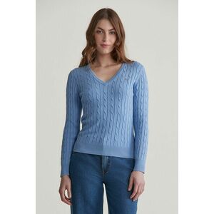 PULÓVER GANT STRETCH COTTON CABLE V-NECK CLEAR SKY kép