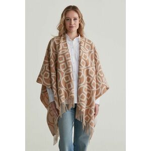 PONCSÓ GANT G PATTERN PONCHO CARAMEL BEIGE kép