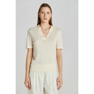 PULÓVER GANT FINE KNIT SHORT SLEEVED RUGGER CREAM kép