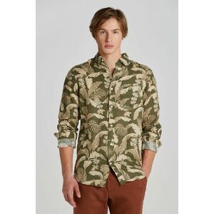 ING GANT REG LINEN PRINT SHIRT JUNIPER GREEN kép