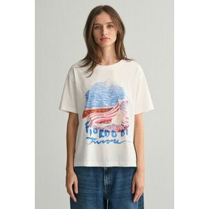 PÓLÓ GANT REL SCENERY PRINT SS T-SHIRT EGGSHELL kép