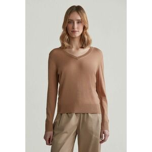 PULÓVER GANT FINE KNIT V-NECK CARAMEL BEIGE kép