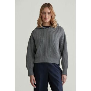 PULÓVER GANT RIB KNITTED HOODIE GREY MELANGE kép