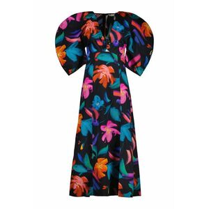 RUHA GANT FLORAL PRINT VOLUME SLEEVE DRESS EBONY BLACK kép