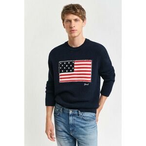 PULÓVER GANT FLAG INTARSIA C-NECK EVENING BLUE kép