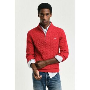 PULÓVER GANT COTTON CABLE HALF ZIP RUBY RED kép