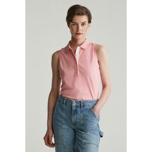 PÓLÓ GANT CONTRAST COLLAR SLEEVELESS PIQUE GERANIUM PINK kép