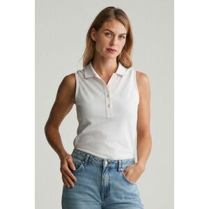 PÓLÓ GANT CONTRAST COLLAR SLEEVELESS PIQUE WHITE kép