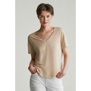 PÓLÓ GANT REG LINEN V-NECK SS T-SHIRT DRY SAND kép